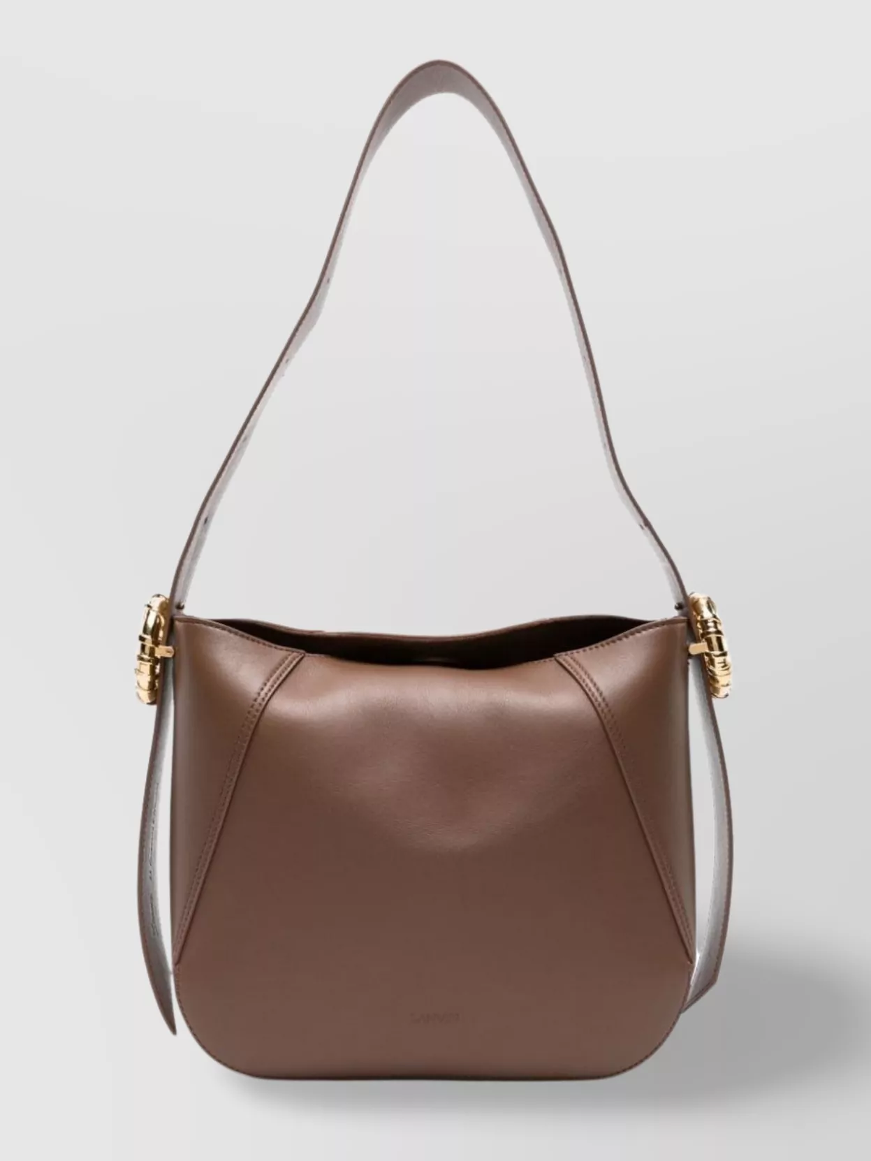 Shop Lanvin Smooth Grain Leather Shoulder Bag In Brown