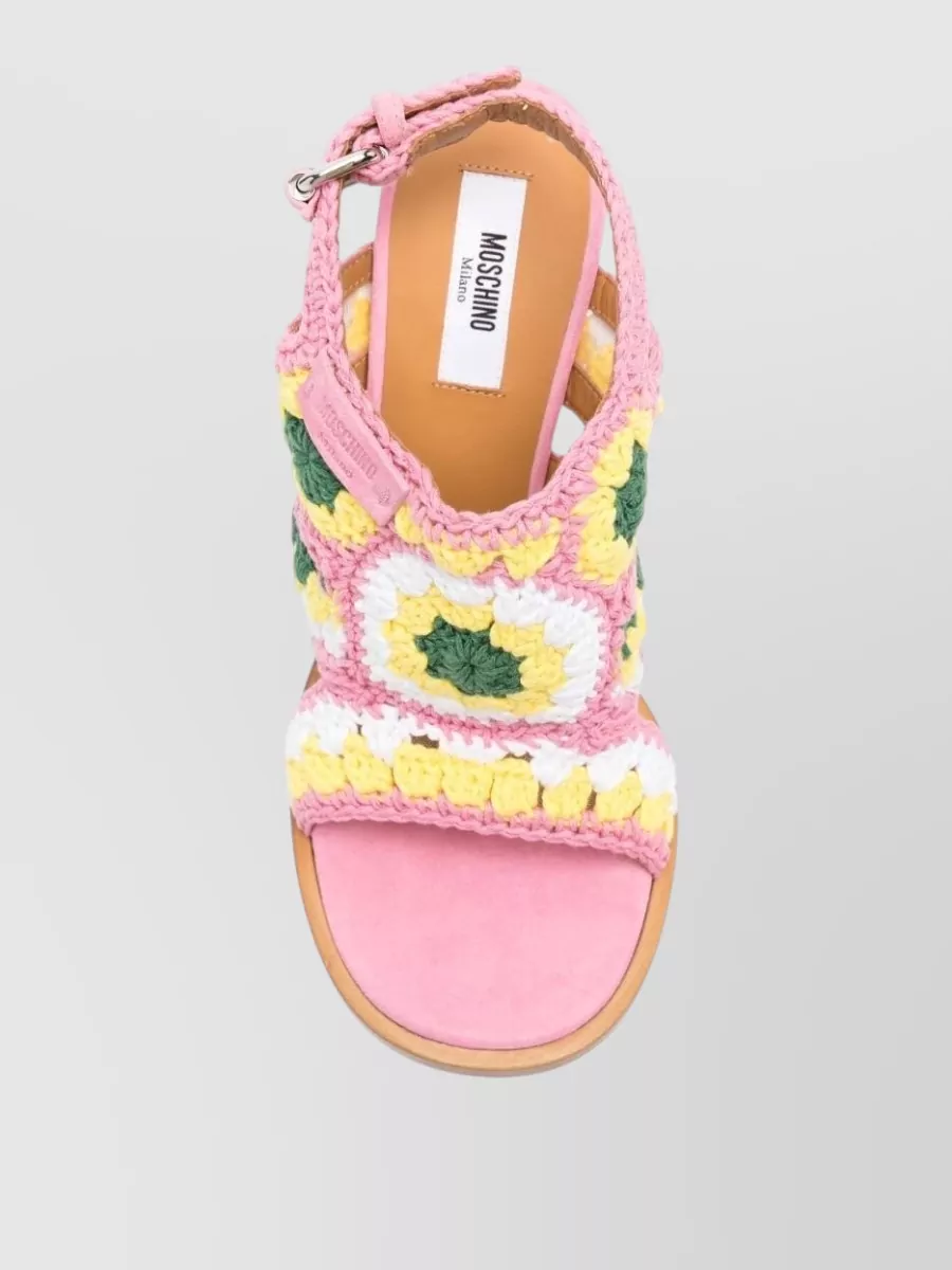 Moschino Crochet Knit Slingback Sandals