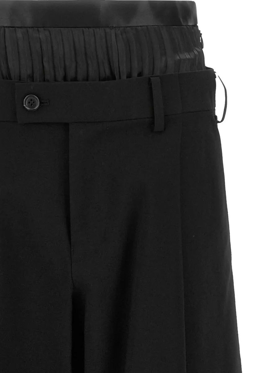 Junya Watanabe Wool Pleated Hybrid Wide-Leg Trousers
