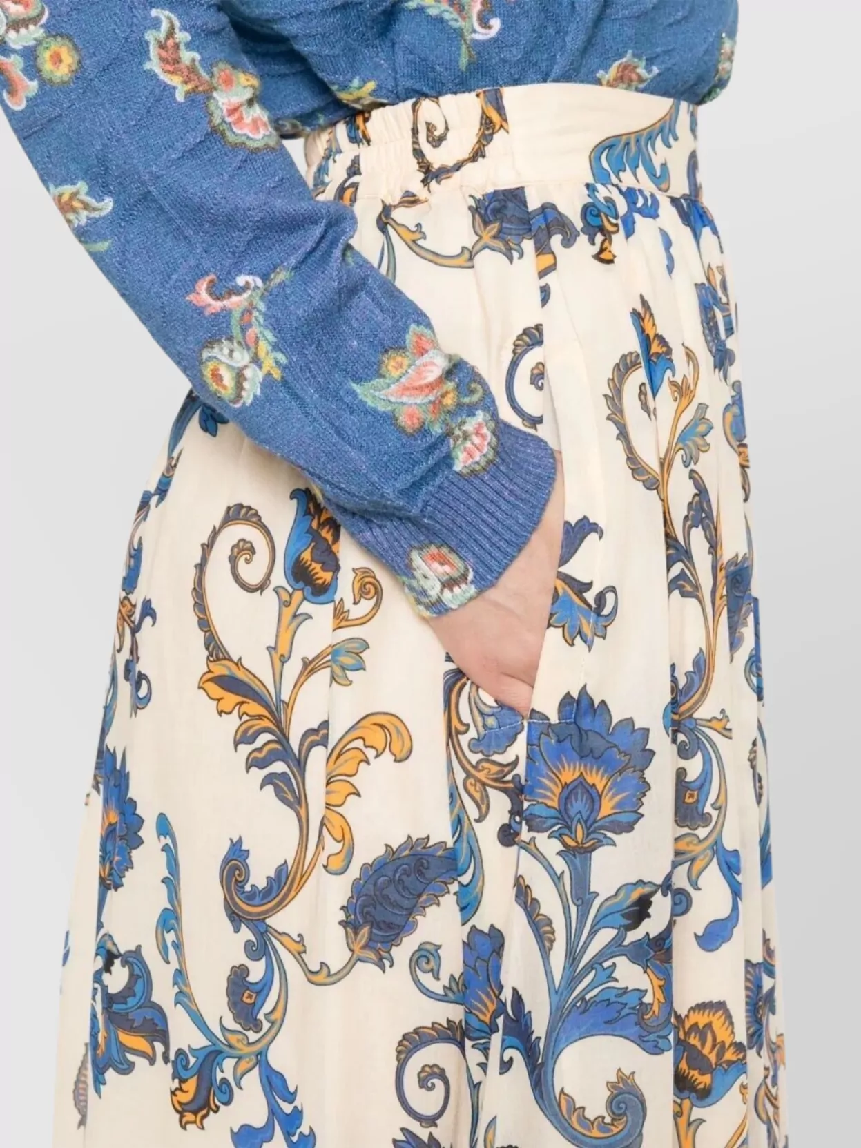 Etro Long Cotton Skirt Paisley Print