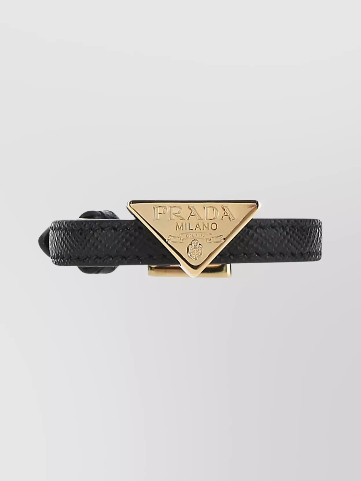 Shop Prada Leather Bracelet With Adjustable Fit And Gold-tone Hardware