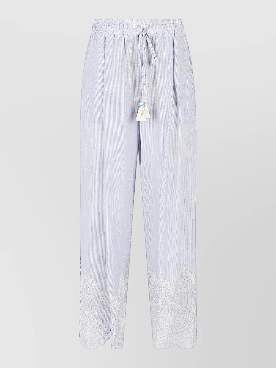Front Street Striped Embroidered Cropped Trousers