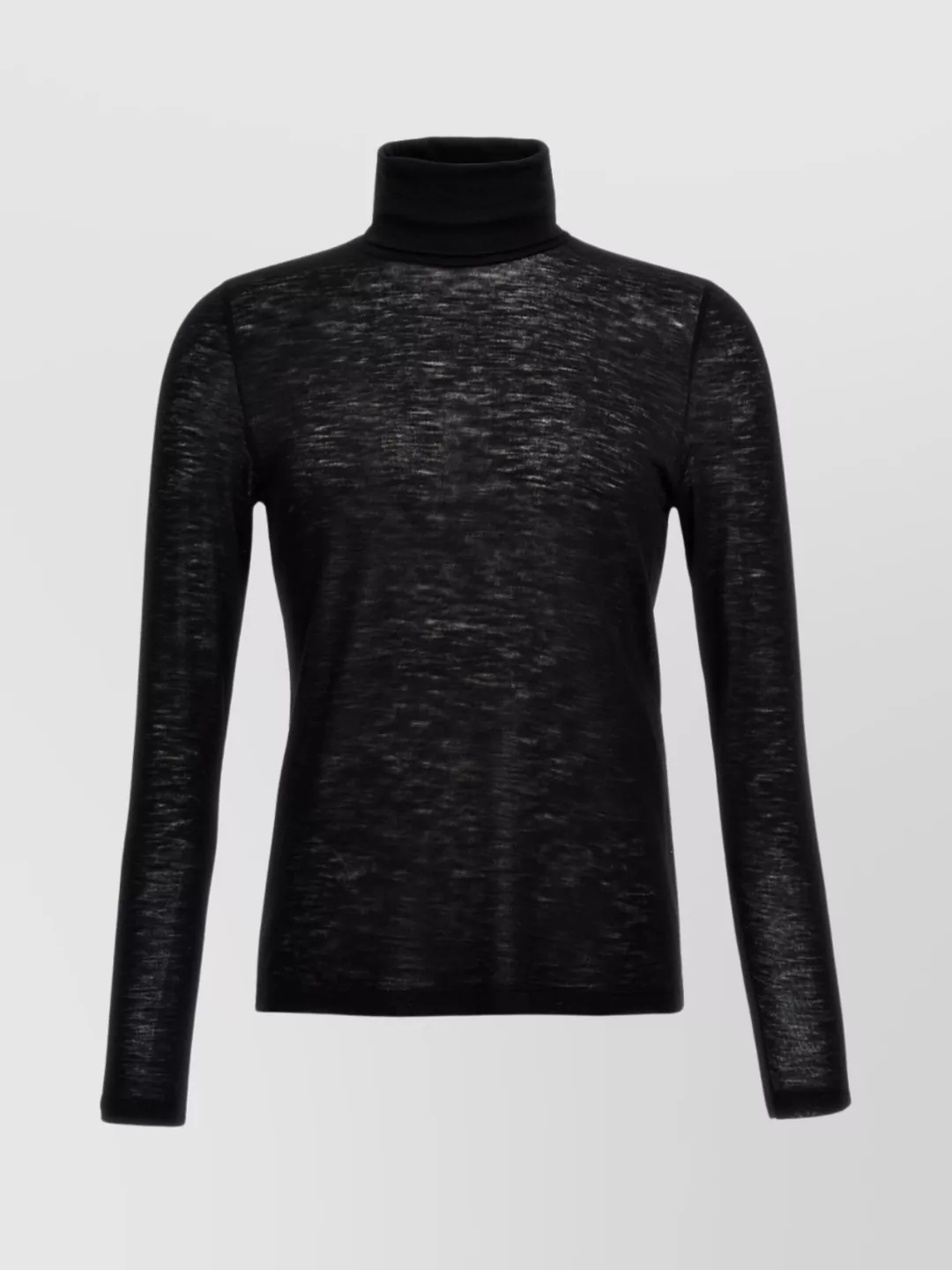 Saint Laurent Sheer Lightweight Turtleneck Slim Fit Sweater In Black