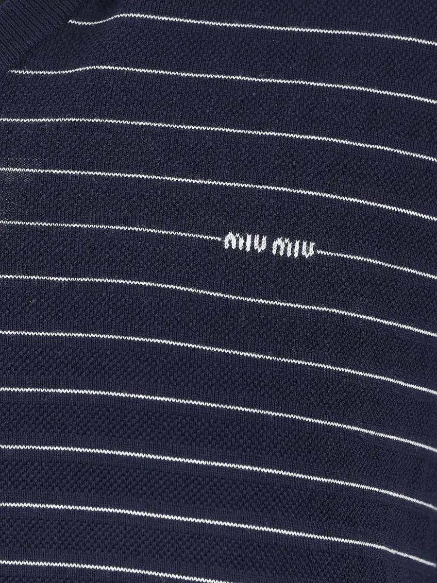 Miu Miu Cotton V-Neck Short-Sleeve Jumper