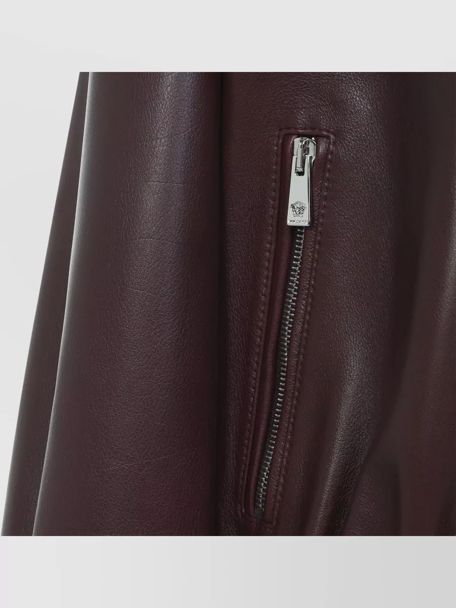 Versace Buffalo Leather Jacket Collared Design