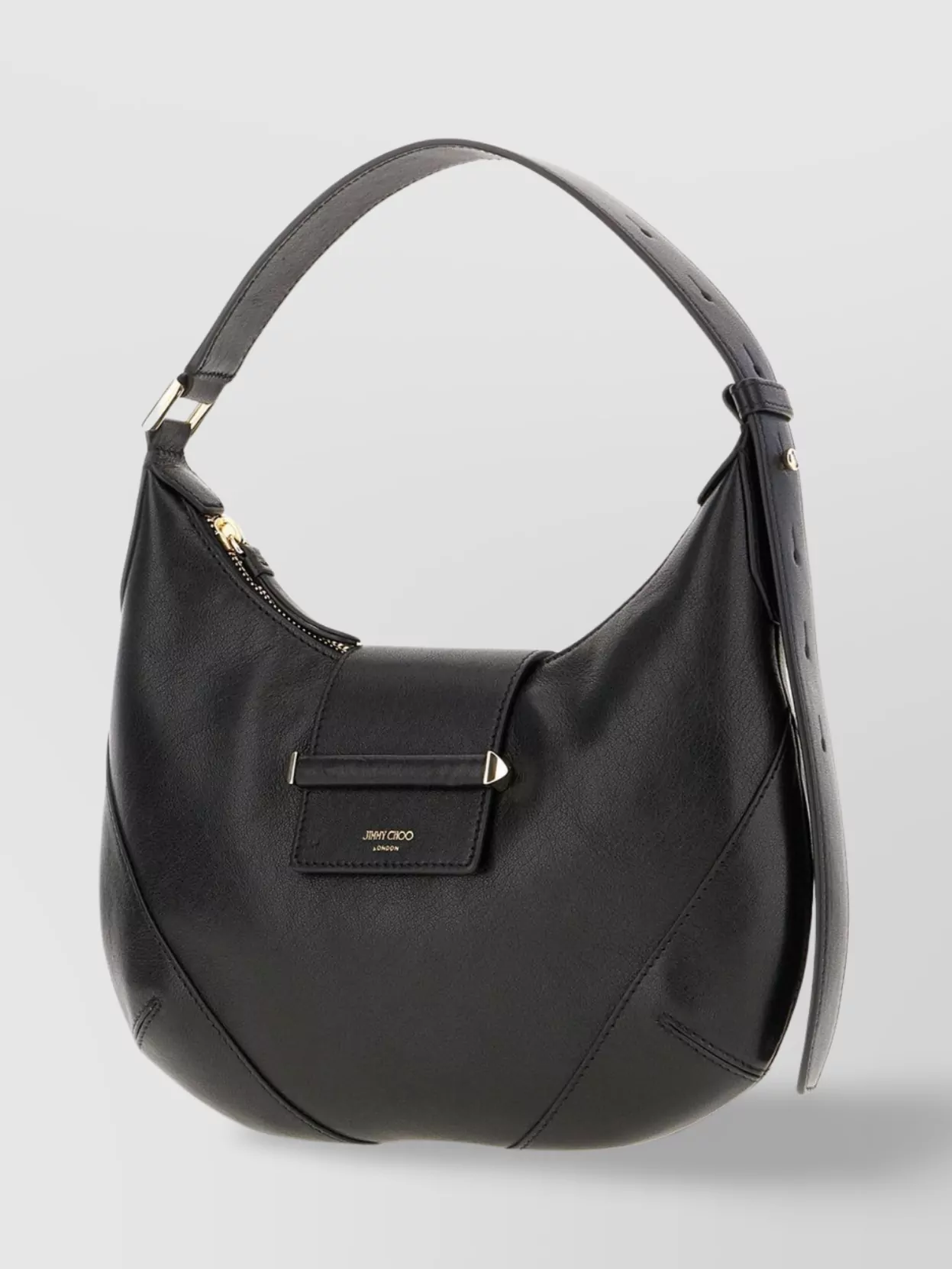 Jimmy Choo Leather Shoulder Bag With Adjustable Strap And Front Flap Pocket