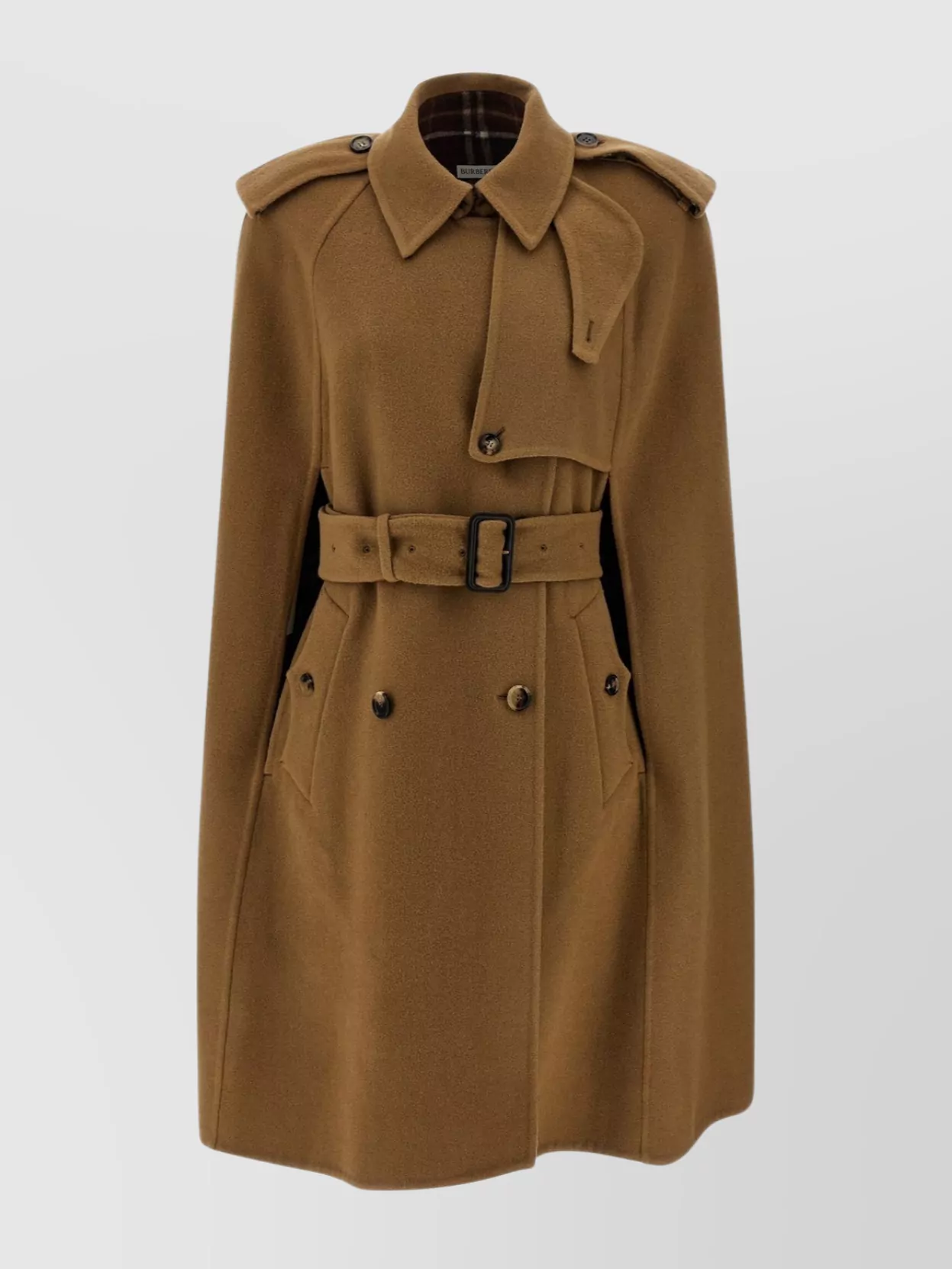 Burberry Waist Belted Cape Buttoned Pockets