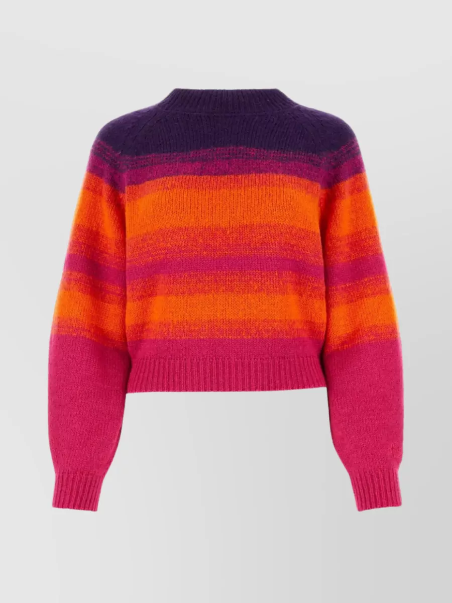 Shop Saint Barth Striped Knit Crew Sweater In Pink