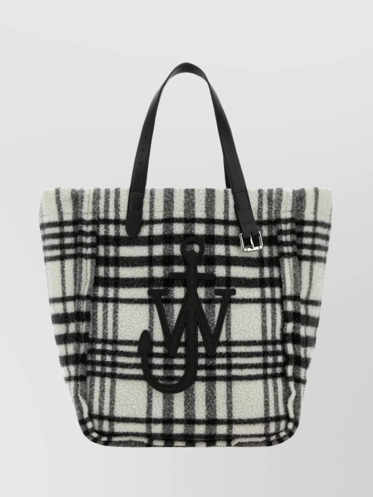 Shop Jw Anderson Detachable Handle Checkered Fabric Tote In Black