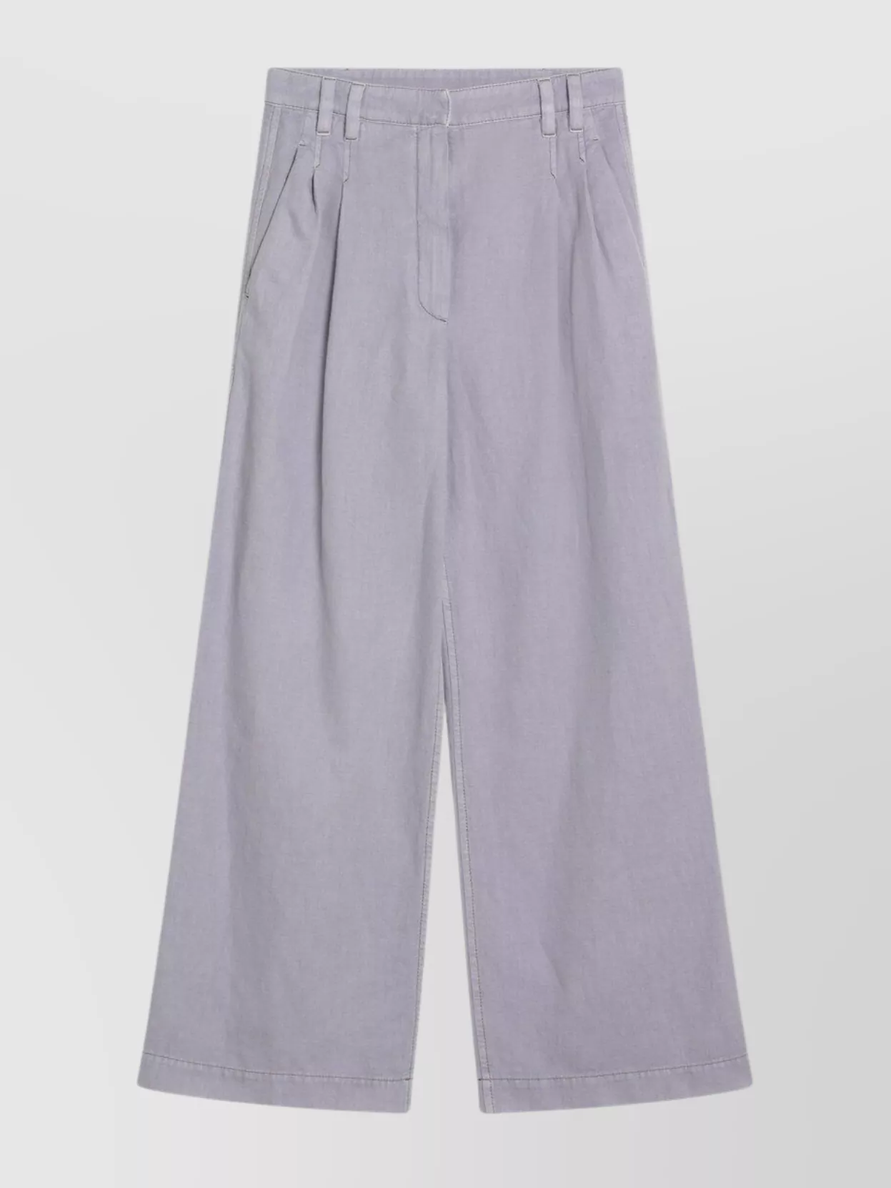 Brunello Cucinelli Violet Pants With Monil Detail On The Loop And Wide Leg In Cotton And Linen Blend Woman In Gray