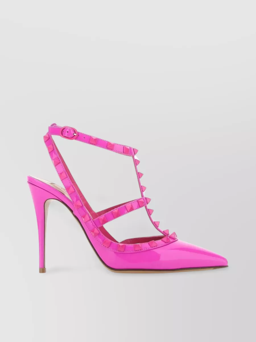 Shop Valentino Metal Studs Strappy Stiletto Pumps In Pink