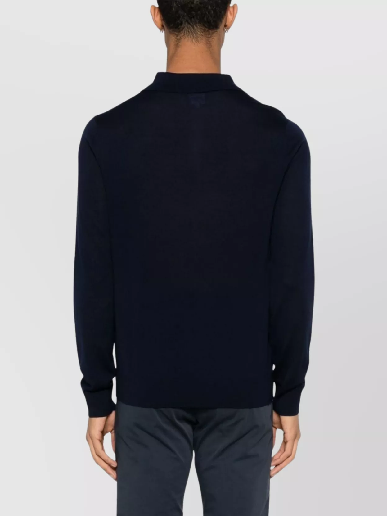 Paul Smith Merino Wool Ribbed Long-Sleeve Polo Sweater