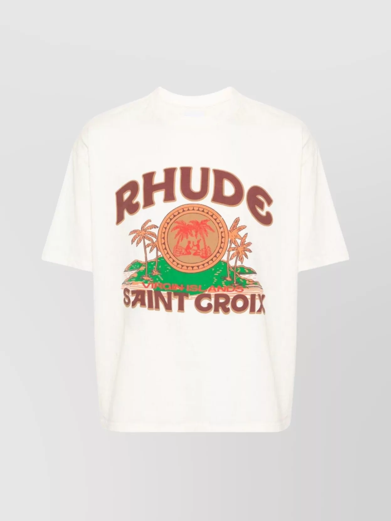 Shop Rhude Crew Neck Graphic T-shirt In Cream