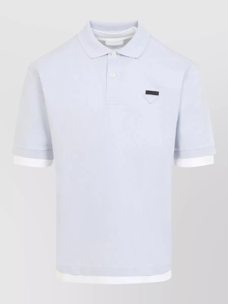 Prada Cotton Boxy-Fit Short-Sleeve Polo Shirt