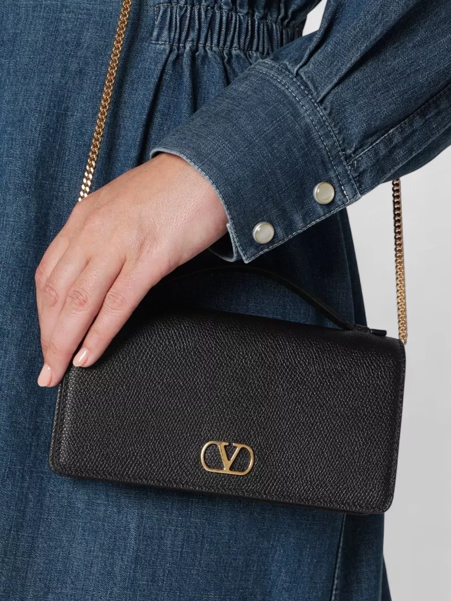 Valentino Garavani Vlogo Signature Leather Clutch Bag