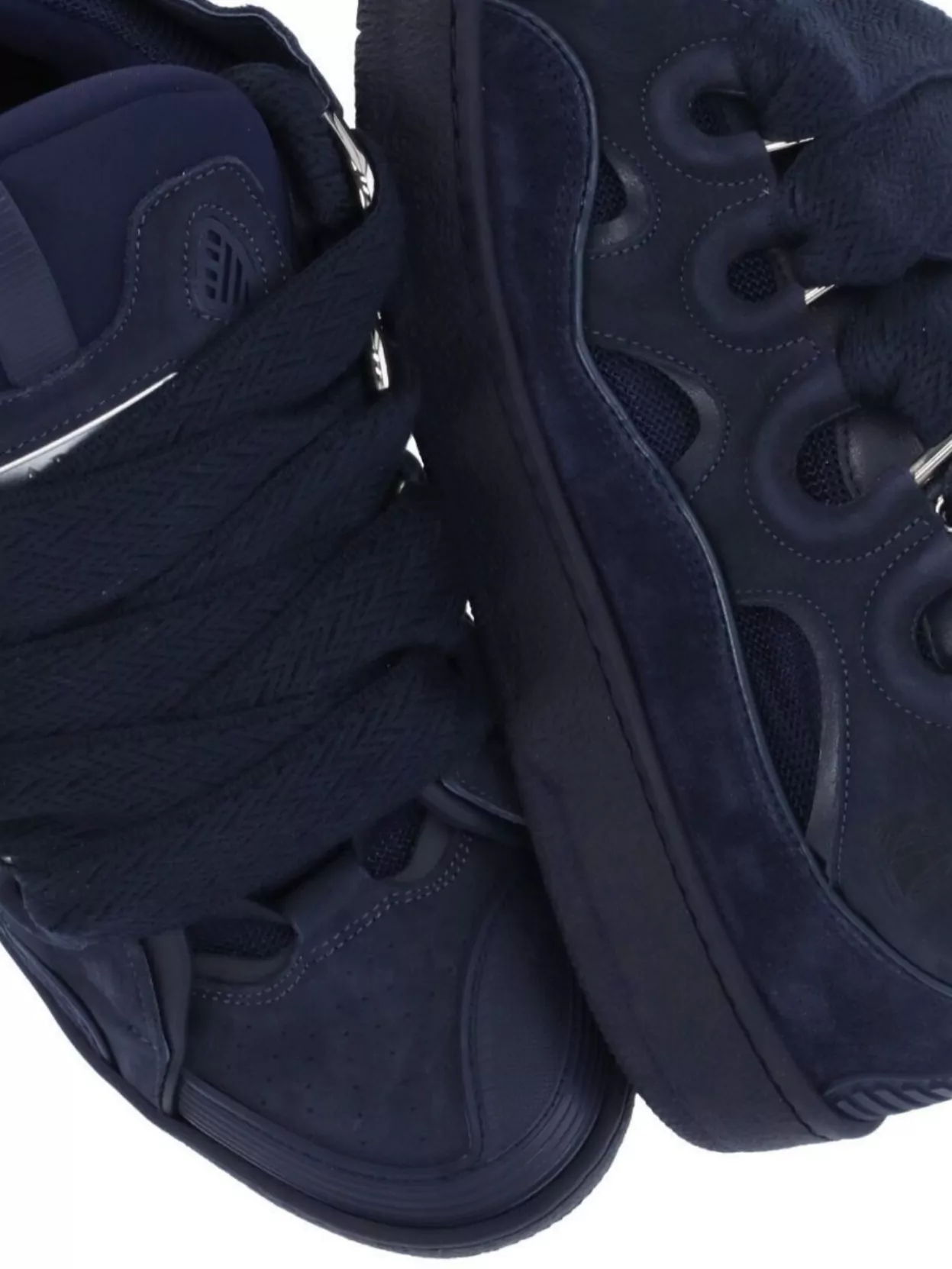 Lanvin Low Top Leather Sneakers With Perforated Detailing