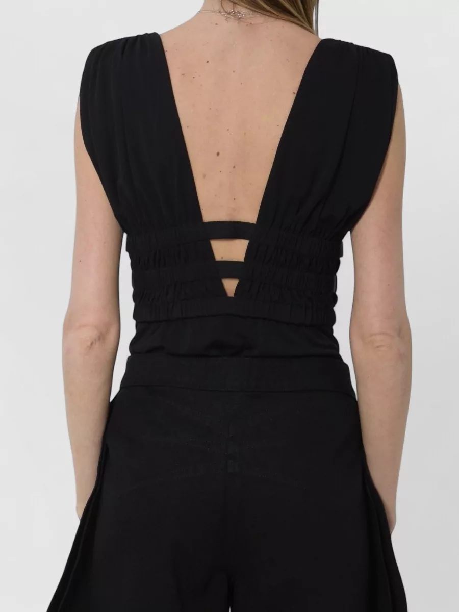 Alaïa Viscose Sleeveless V-Neck Bodysuit