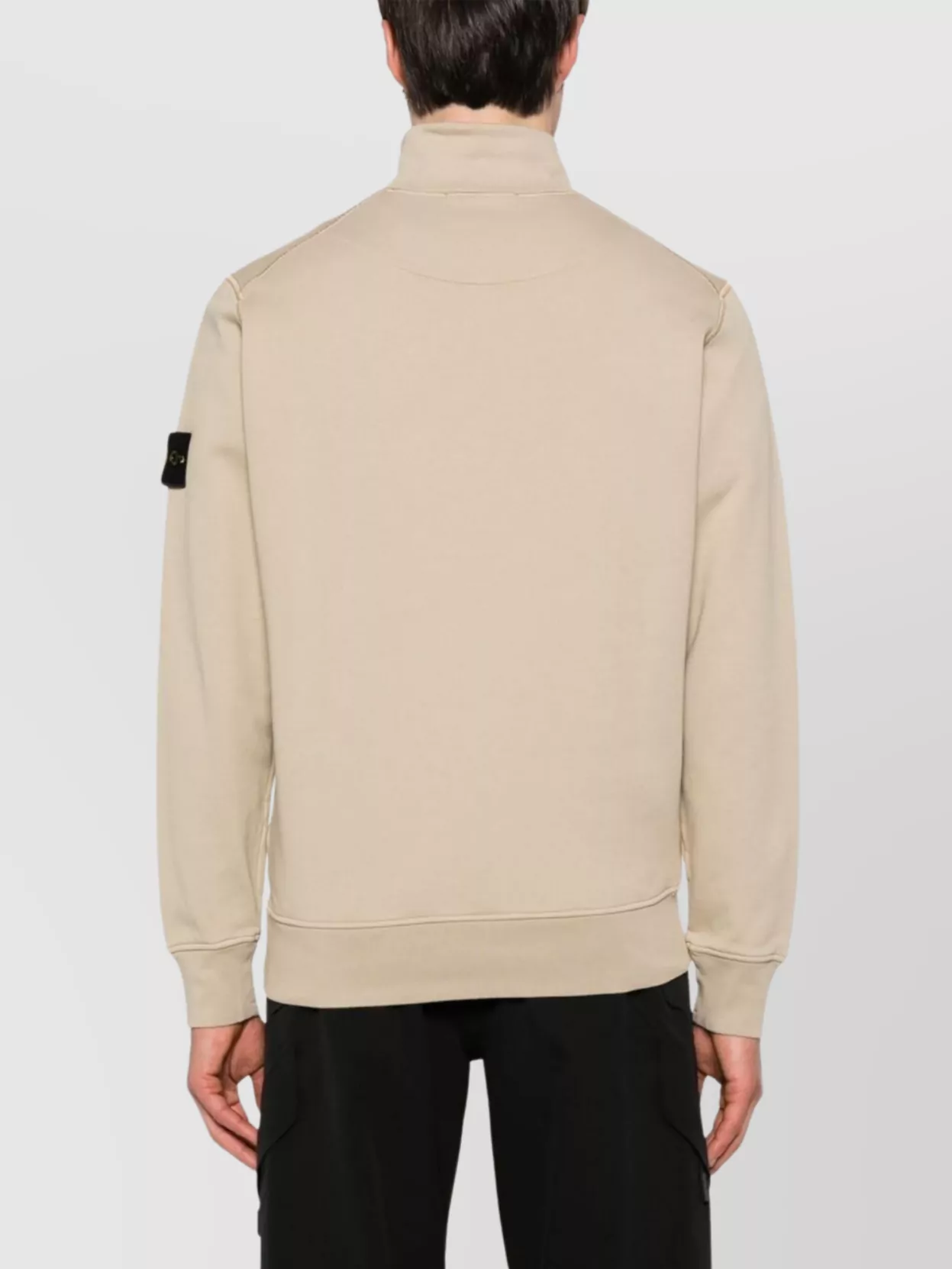 Stone Island High Collar Ribbed Cuffs Sweater In Neutral