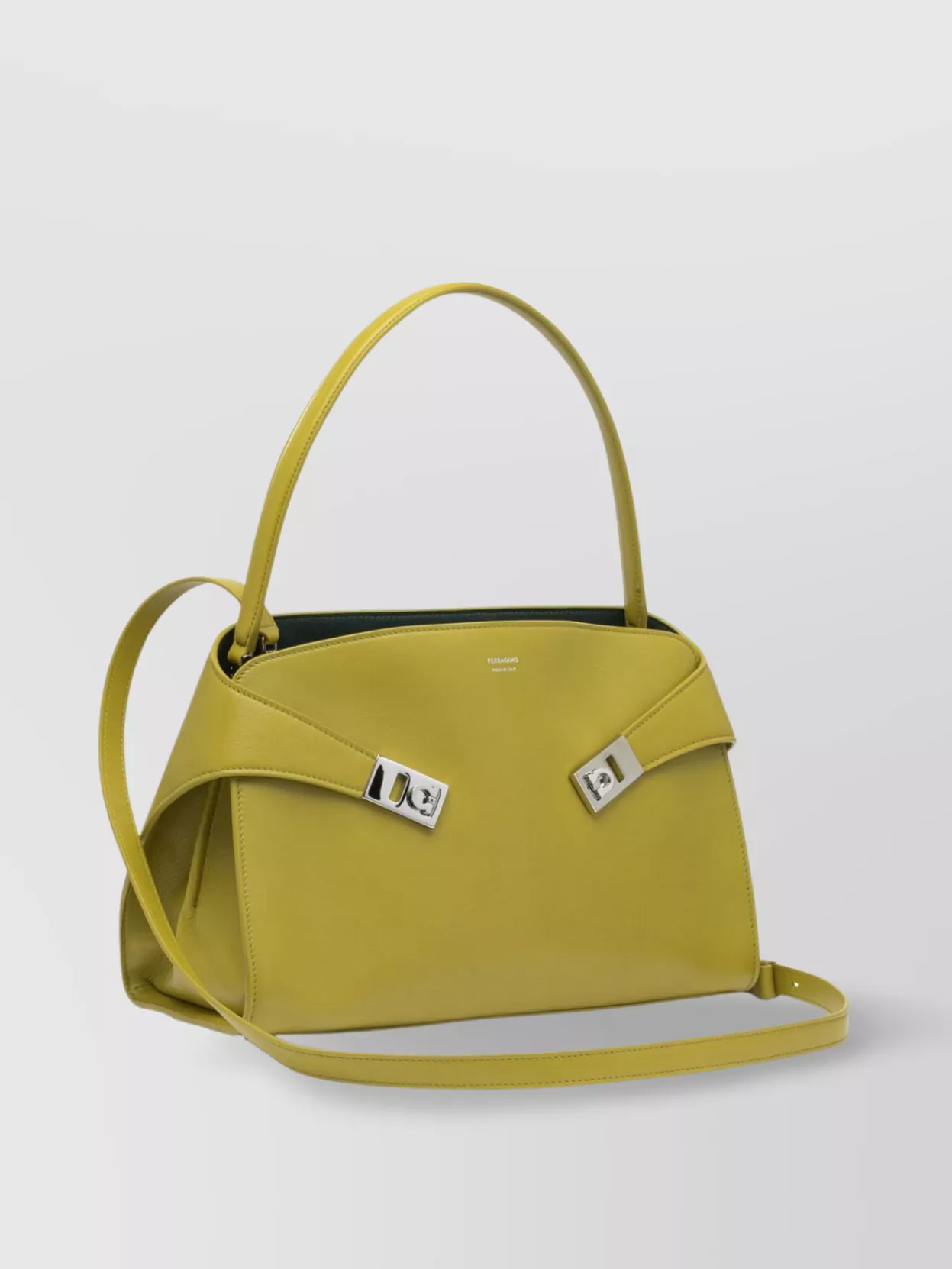 Ferragamo Structured Top Handle Shoulder Strap Metal Hardware