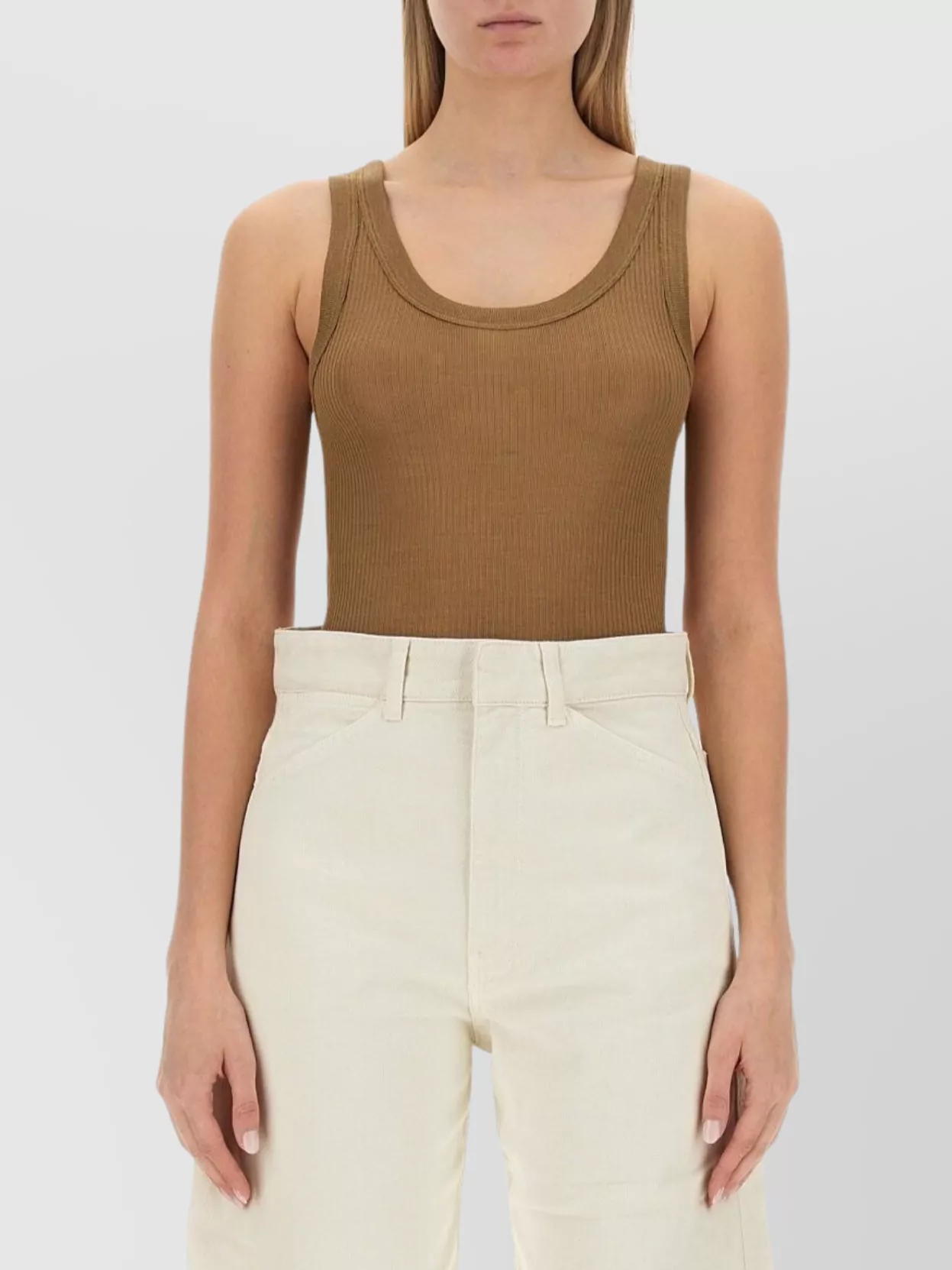 Lemaire Seamless Ribbed Scoop Neck Sleeveless Top