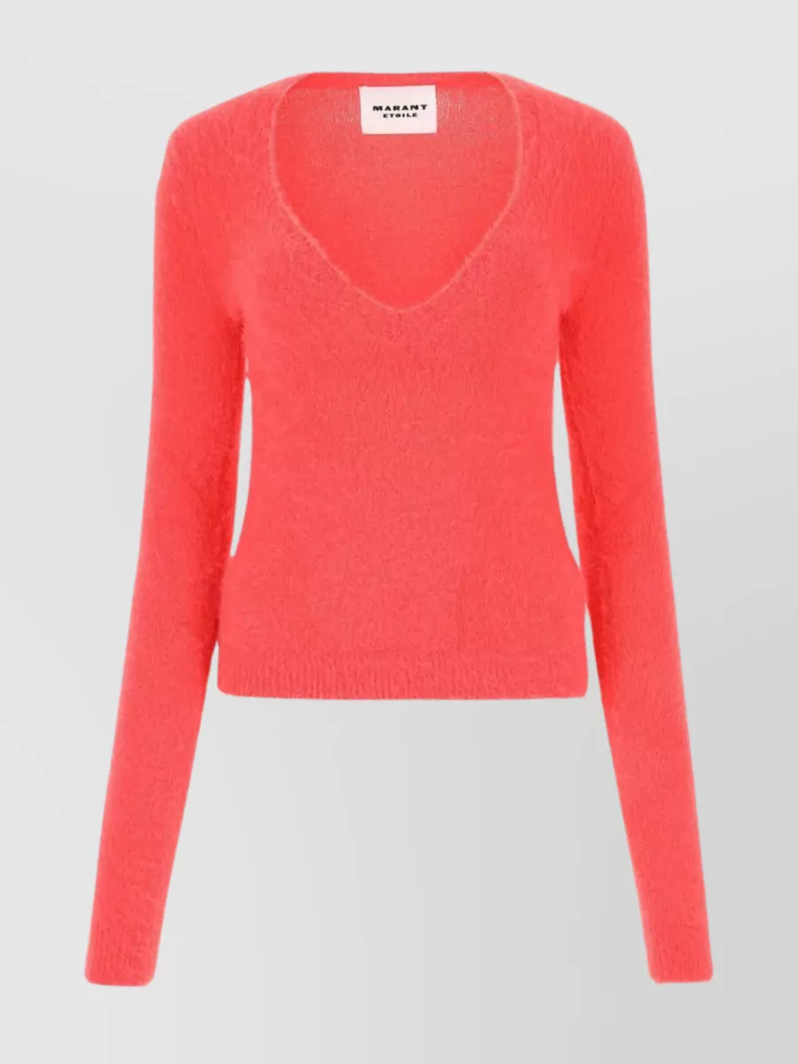Shop Isabel Marant Étoile Oslo Sweater With V Neckline And Fuzzy Texture In Pink