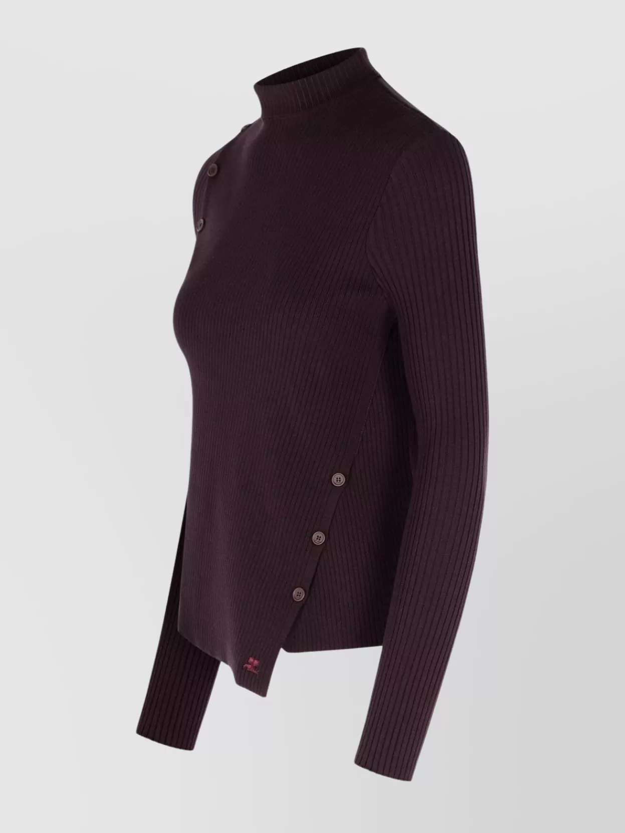 Courrèges Asymmetric High Neck Long Sleeve Sweater In Multi