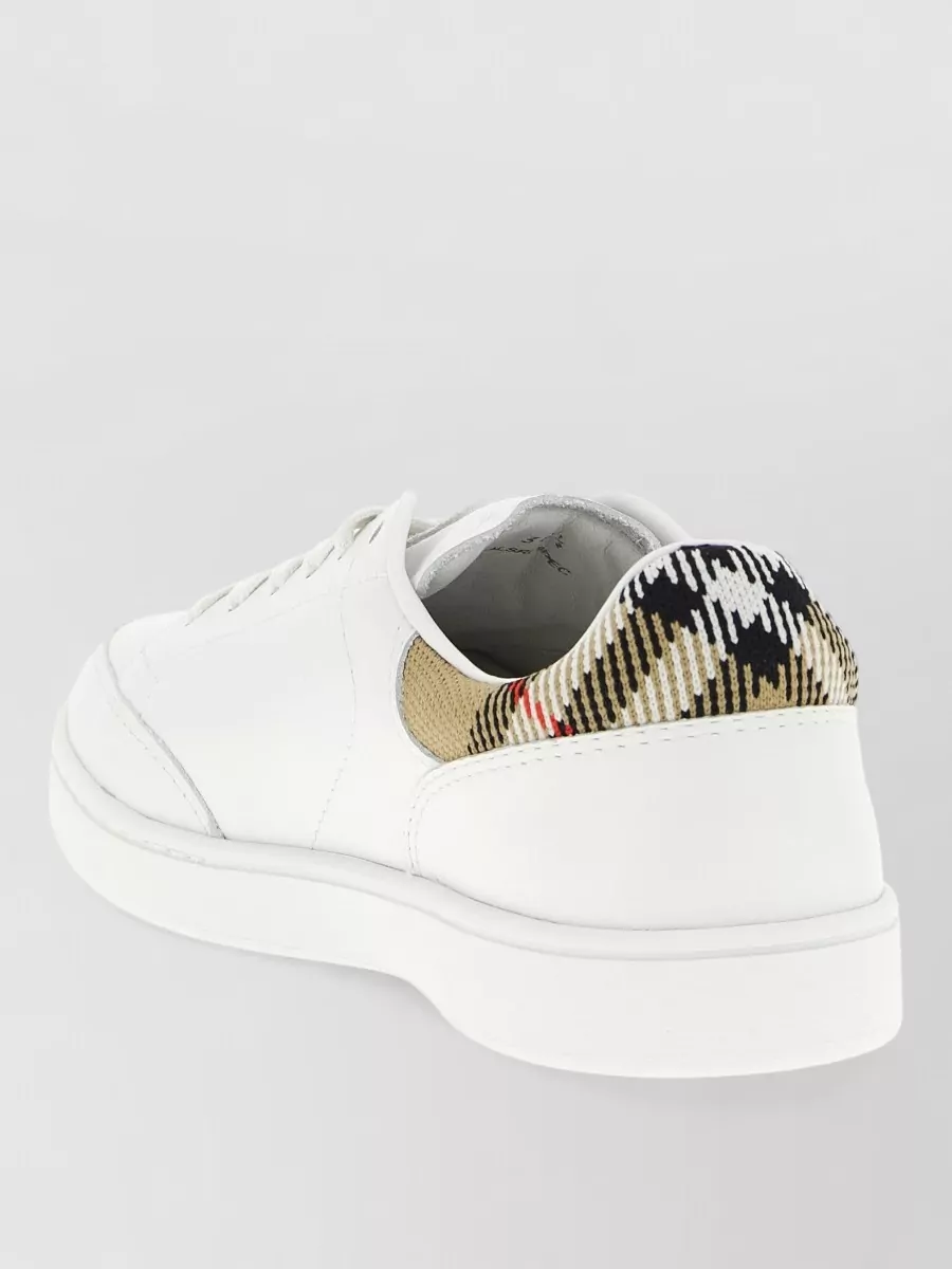 Burberry Leather Sneakers Patterned Heel Rubber Sole