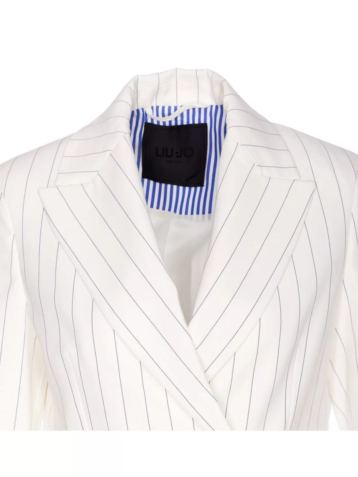 LIU •JO BUTTON DETAILING STRIPED PATTERN BLAZER