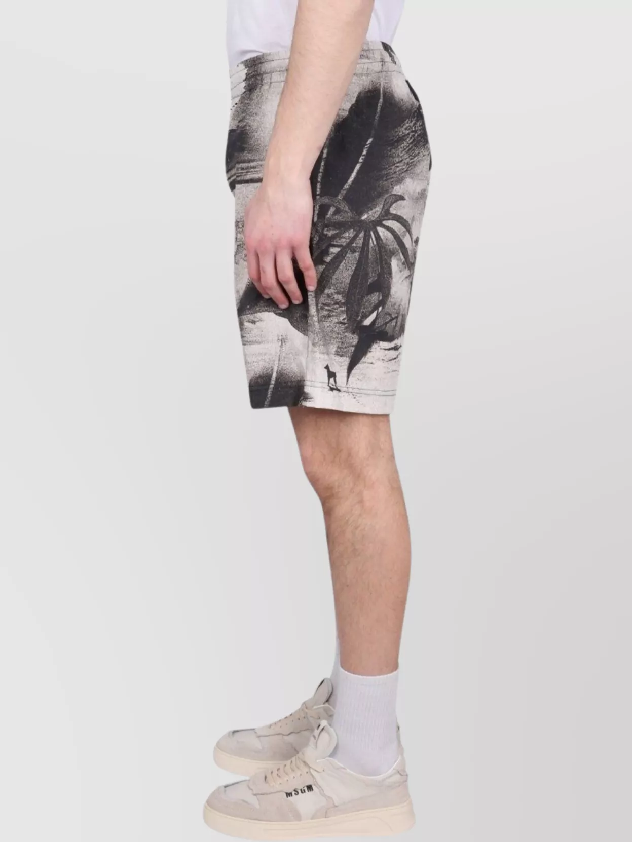 Msgm Bermuda Shorts With Abstract Print And Elastic Waistband