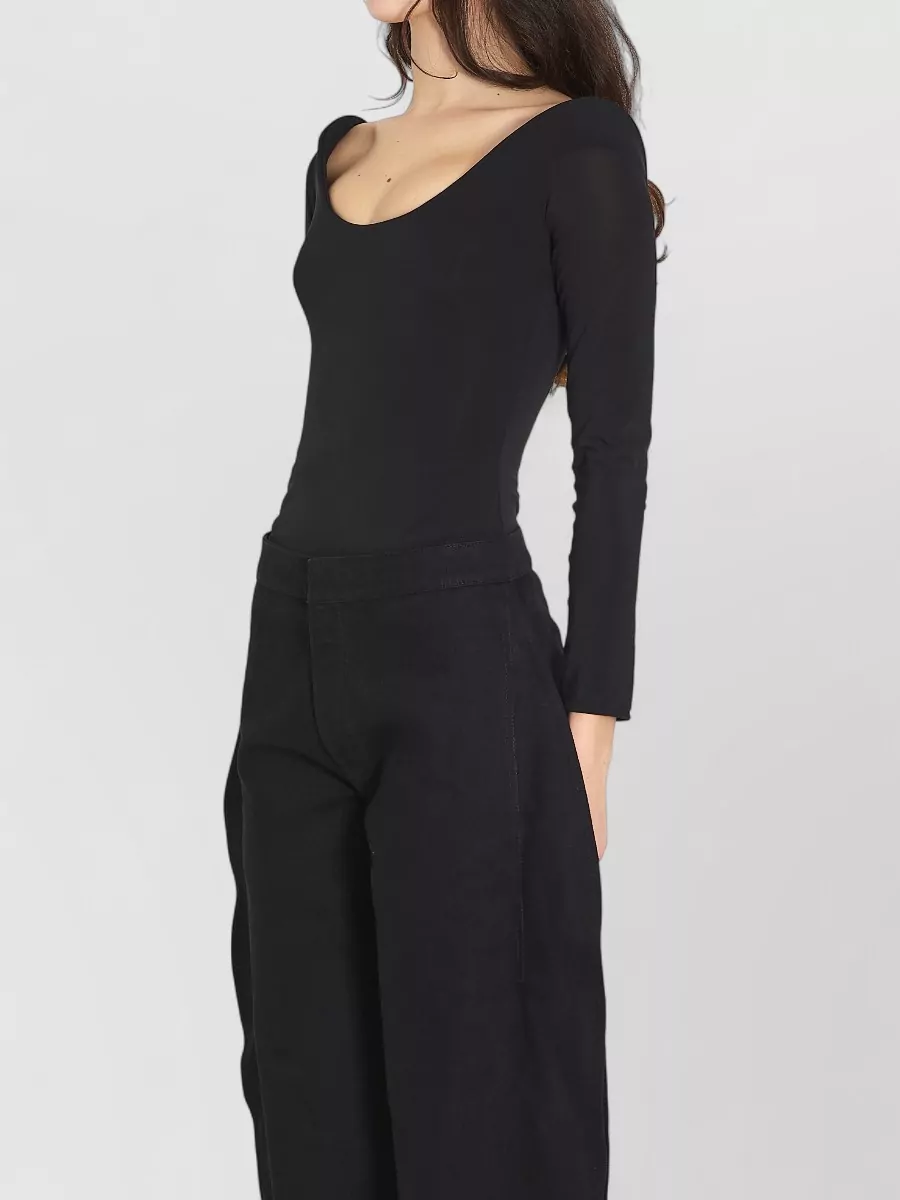 Alaïa Asymmetric Off-The-Shoulder Long-Sleeve Bodysuit