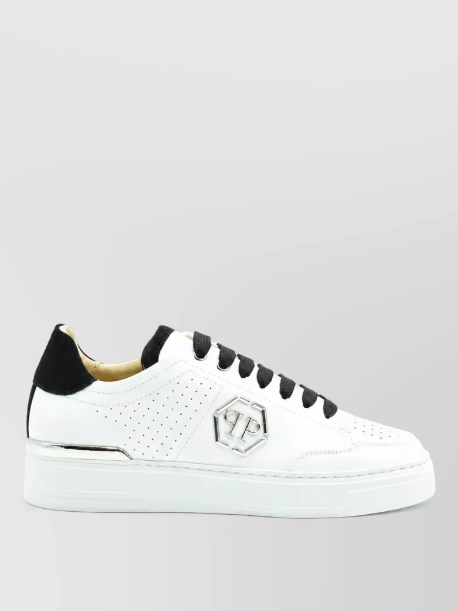 Philipp Plein Sneakers Contrast Heel Tab Perforated Rubber Sole