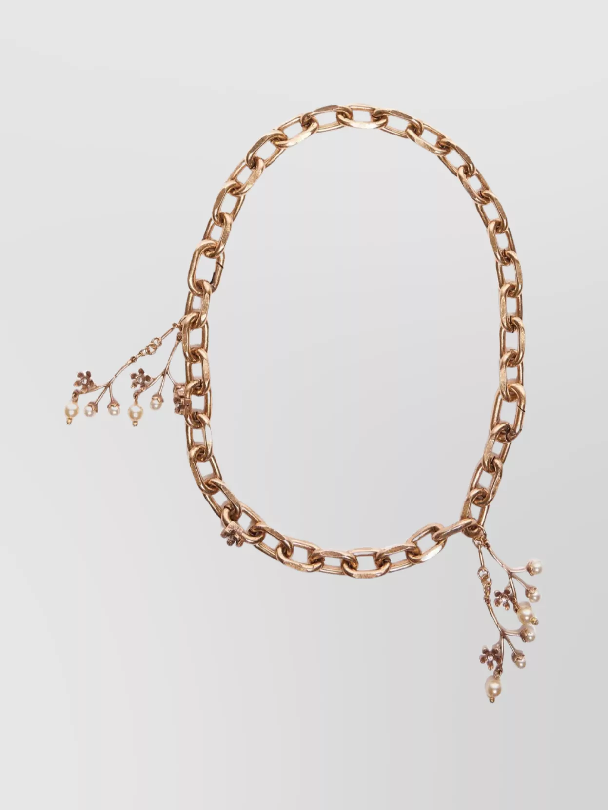 S Max Mara Chain Necklace With Flower And Pearl Pendants