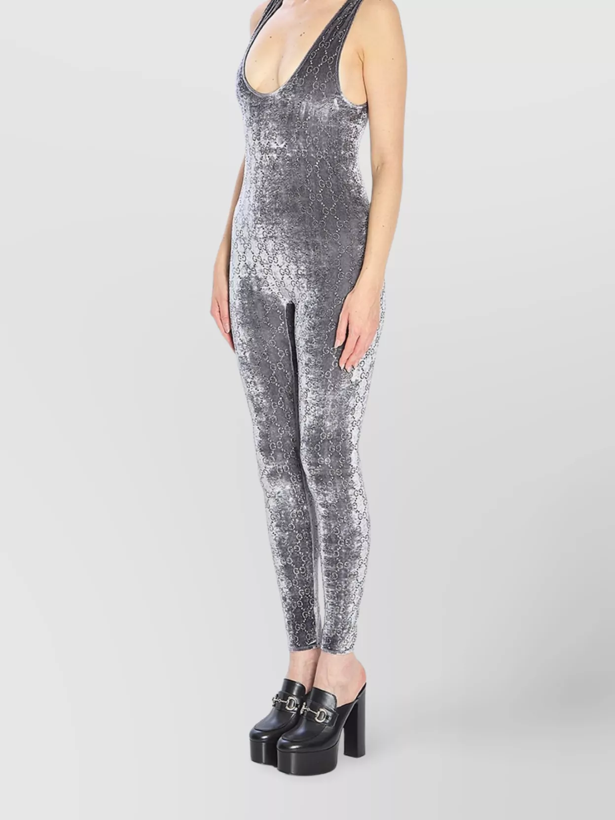 Gucci Women Jumpsuit With Gg Crystal Embroidery In Multi