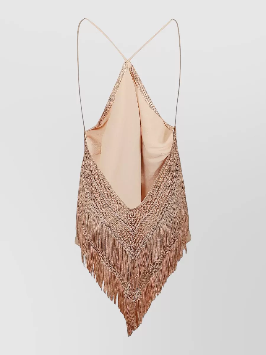 The Andamane Silk Halterneck Fringe Beach Cover-Up Top