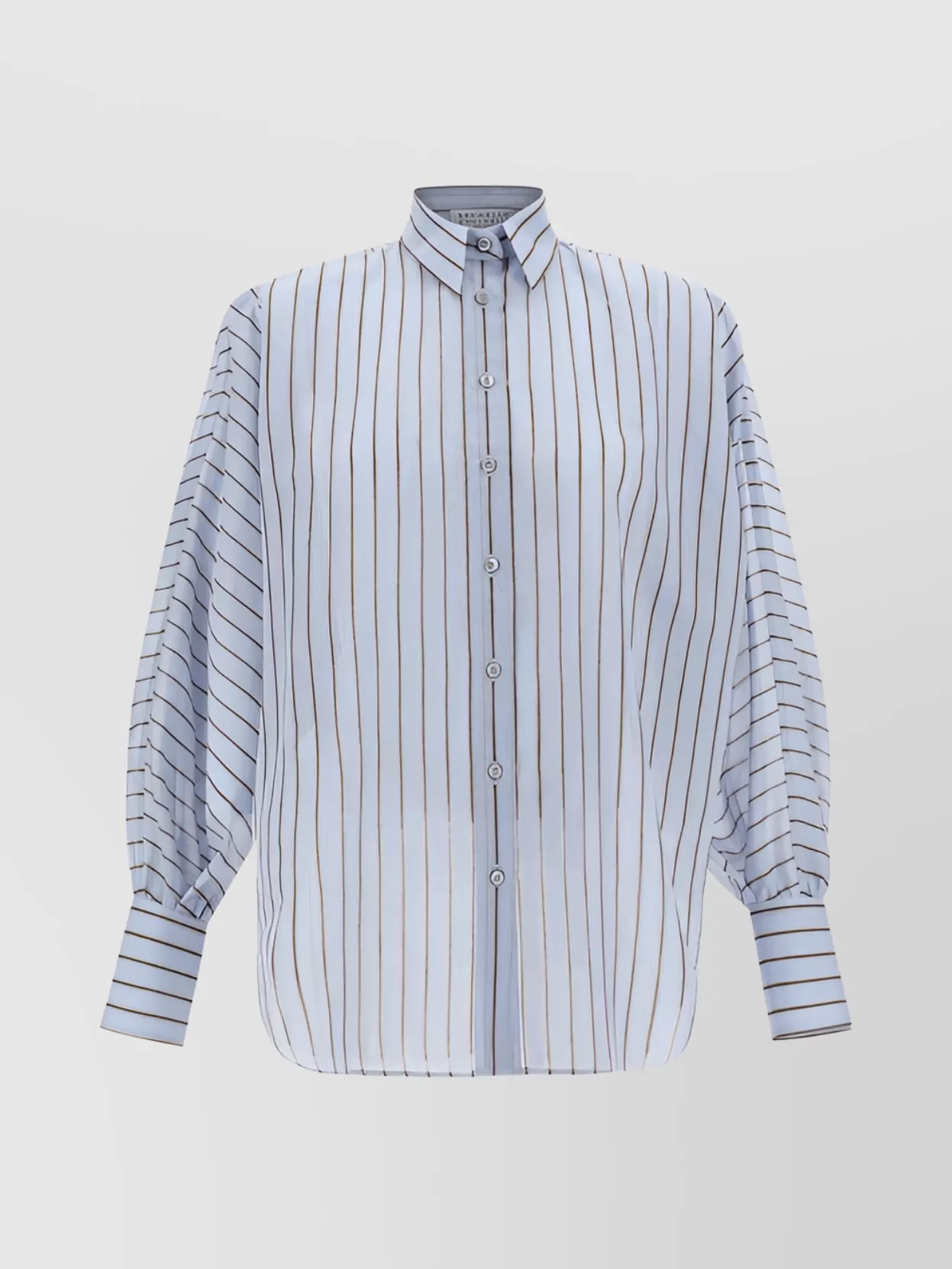 Shop Brunello Cucinelli Striped Cotton Oversized Shirt With Curved Hem