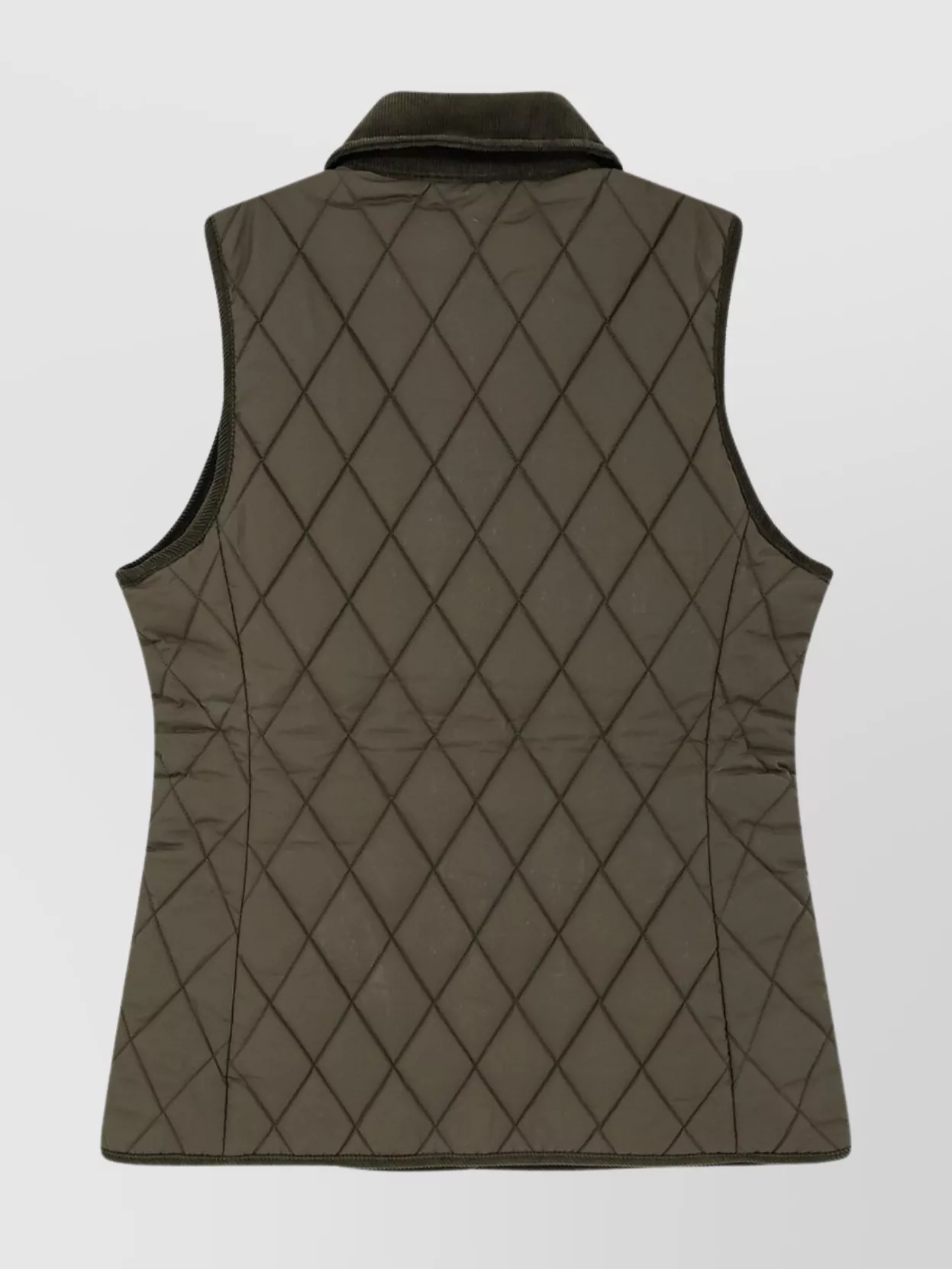 Polo Ralph Lauren Corduroy Collar Quilted Vest Front Flap Pockets In Green