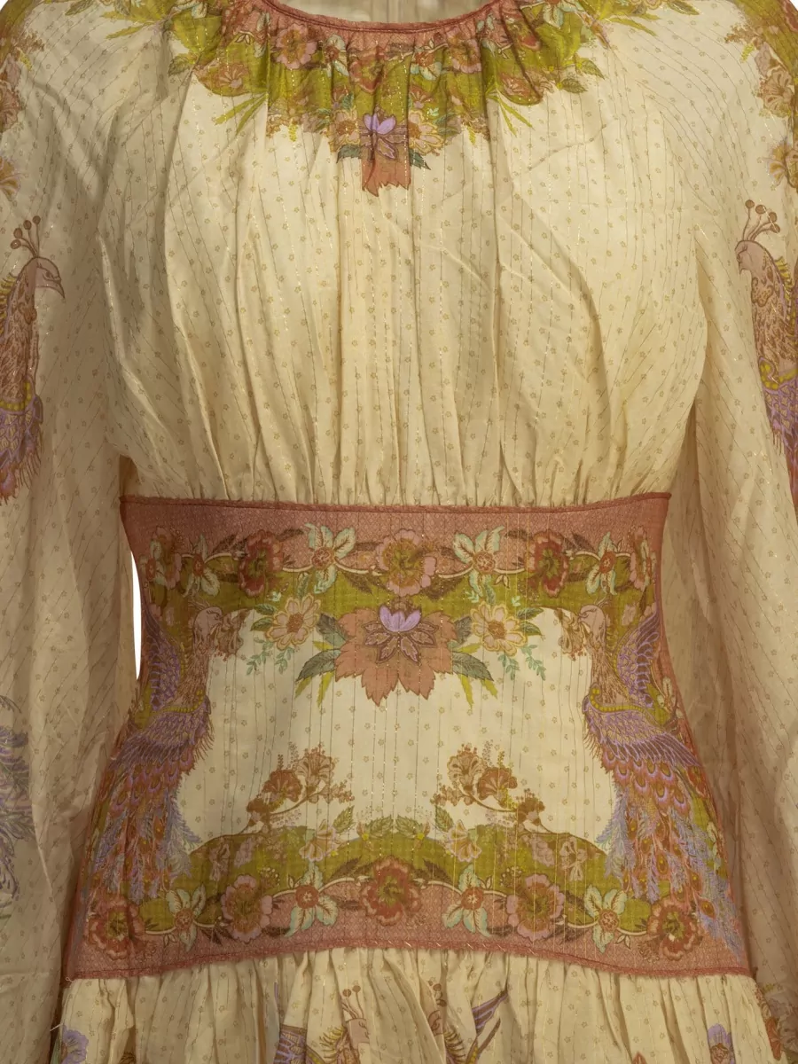 Zimmermann Silk Cotton Floral-Print Long-Sleeve Mini Dress
