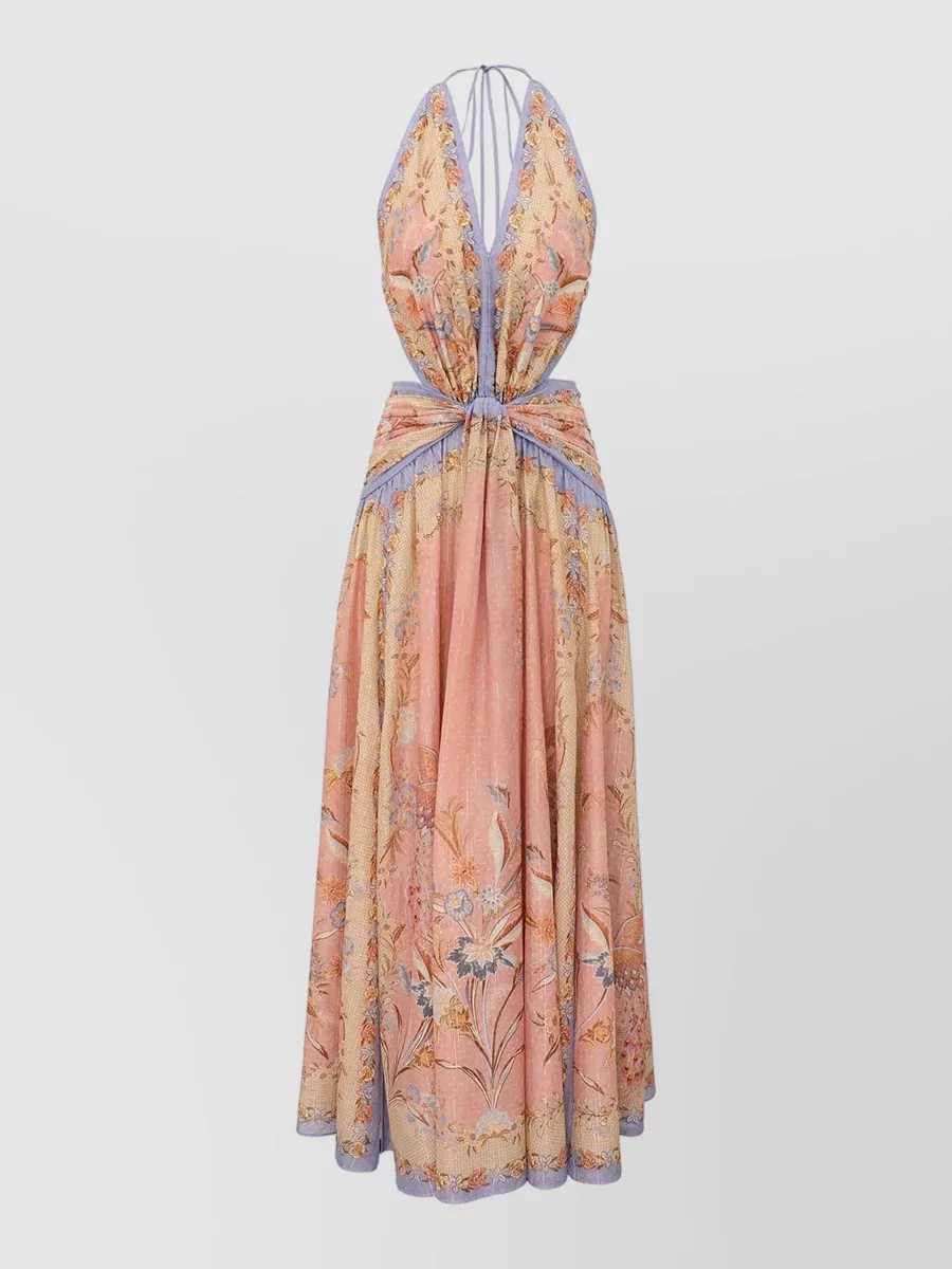 Zimmermann Silk-Blend Draped Cutout Halterneck Maxi Dress