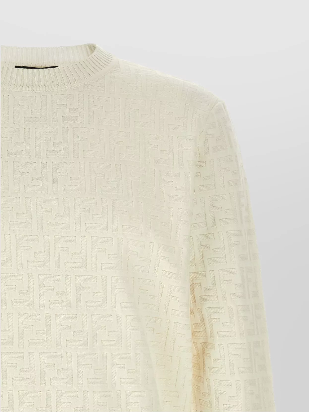 Fendi Textured Crew Neck Long Sleeve Sweater