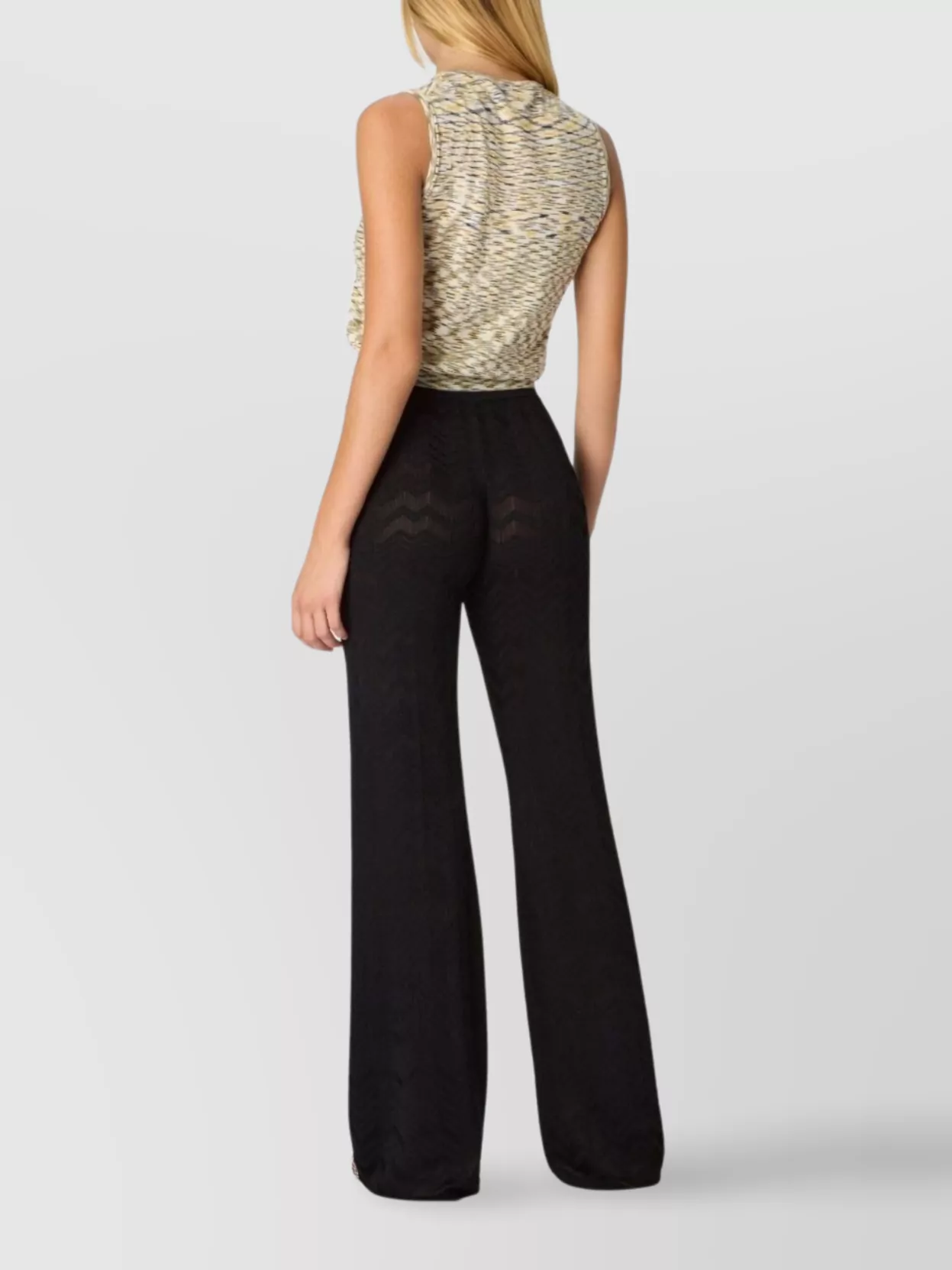 Missoni Straight Long Pants In Chevron Pattern In Black