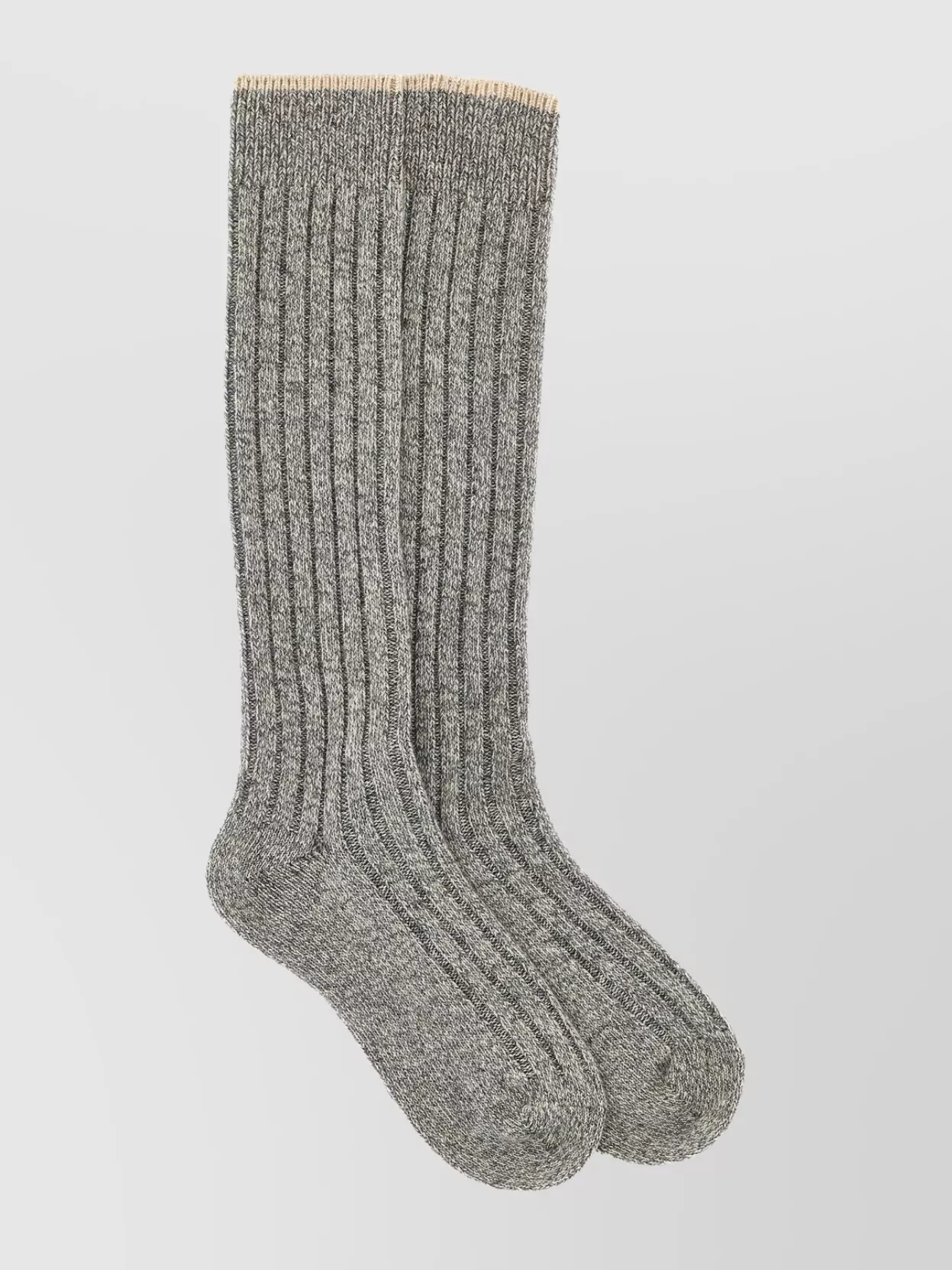 Brunello Cucinelli Ribbed Socks Contrast Cuff In Gray