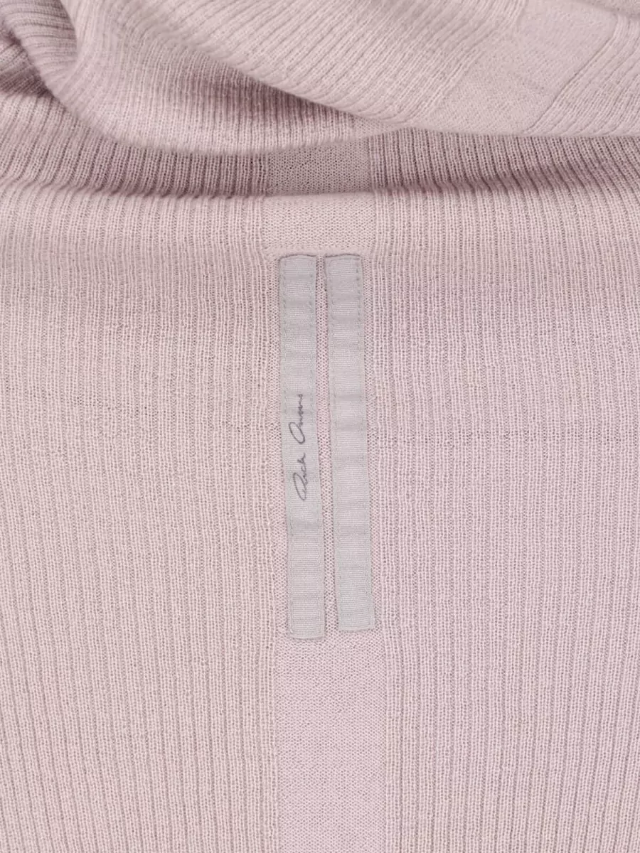 Rick Owens Wool Ribbed Funnel Neck Long-Sleeve Top