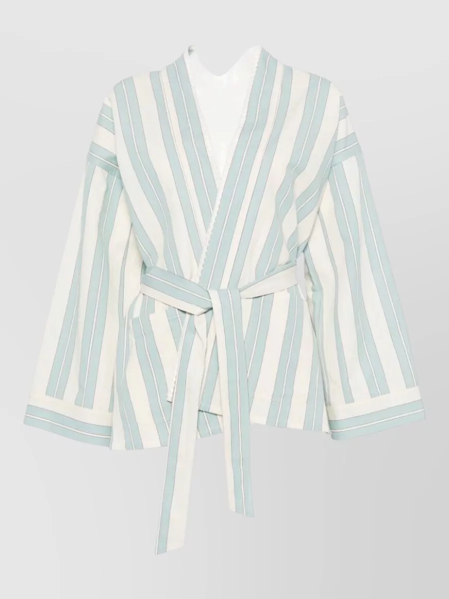 Forte Forte striped wrap v-neck long-sleeve suit jacket