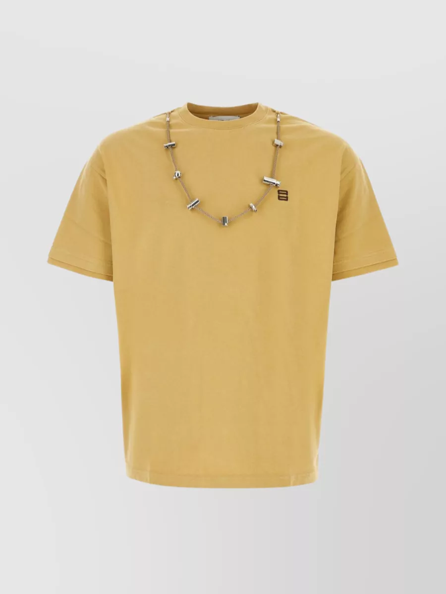 Shop Ambush Stoppers Detachable Necklace Crew-neck T-shirt In Beige