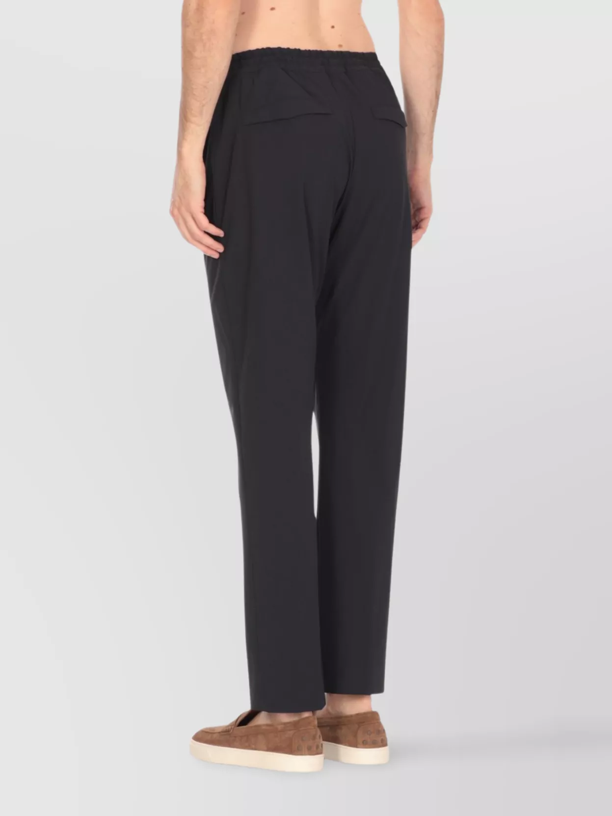Pt Torino Wool Trousers With Drawstring And Elastic Waistband In Blue
