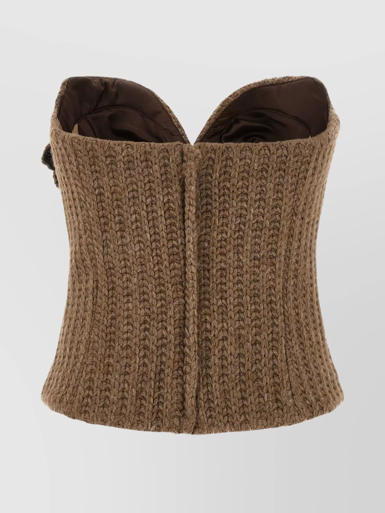 Giuseppe Di Morabito Off-the-shoulder Bustier Top With Sweetheart Neckline And Floral Brooch In Brown