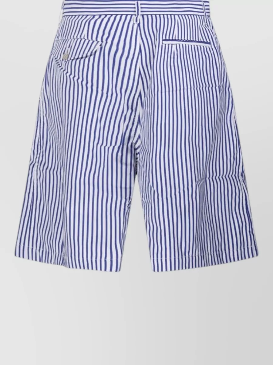 Comme Des Garçons Striped Cotton Pleated Tailored Bermuda Shorts