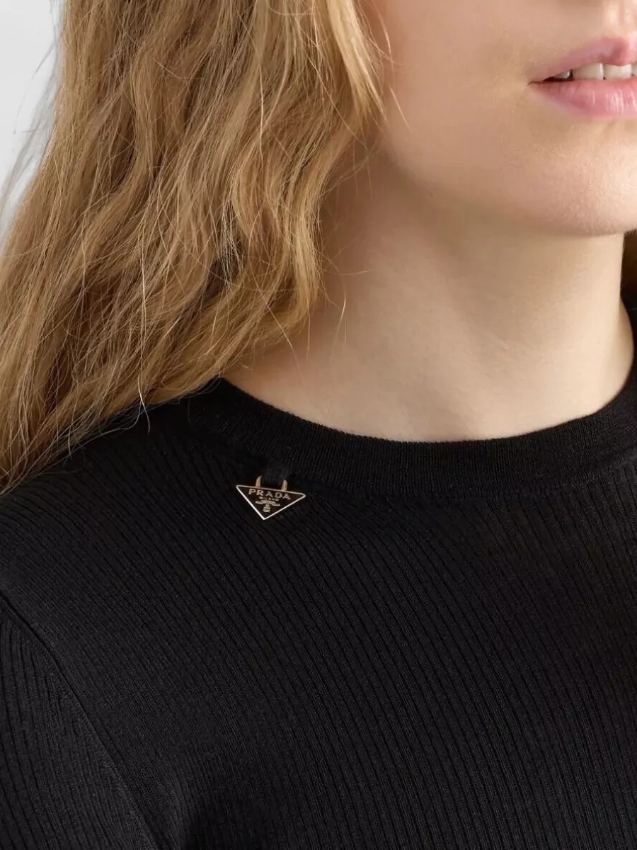 Prada Textured Wool Crewneck Sweater With Long Sleeves