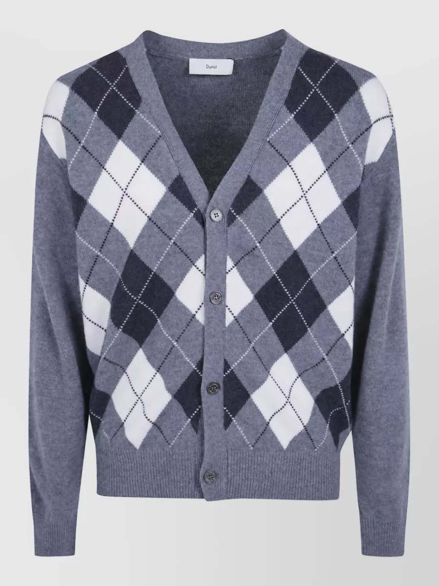 Dunst wool v-neck argyle cardigan
