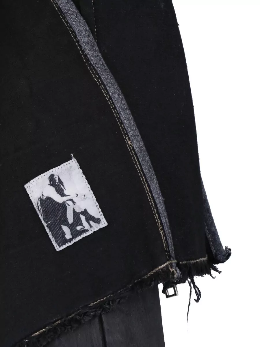Rick Owens Drkshdw Denim Asymmetric High-Neck Single-Breasted Coat
